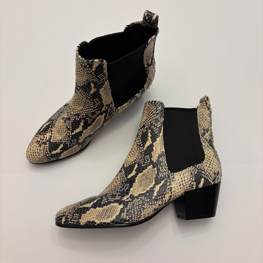 Sam Edelman Snake Print Chelsea Ankle Boots Women's Size 6 Block Heel